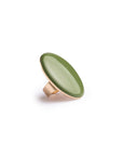Anello regolabile in metallo con placchetta ovale smaltata verde - Mya Accessories