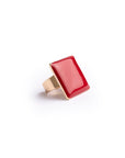 Anello regolabile in metallo con placchetta quadrata smaltata rossa - Mya Accessories