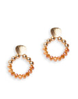 Orecchini pendenti circolari con pietre in metallo ed in vetro colore arancio - Mya Accessories
