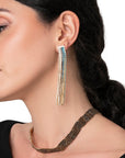Orecchini pendenti con fili lunghi di strass multicolore - Mya Accessories