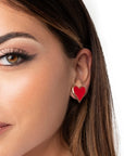Orecchini in metallo con cuore rosso smaltato - Mya Accessories