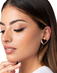 Orecchini in metallo con cuore nero smaltato - Mya Accessories