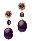 Orecchini pendenti con pietra in resina e vetro viola - Mya Accessories
