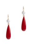 Orecchini pendenti a forma di goccia smaltati bianchi e rossi - Mya Accessories