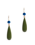 Orecchini pendenti a forma di goccia smaltati verdi e blu - Mya Accessories