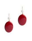 Orecchini pendenti ovali smaltati bianchi e rossi - Mya Accessories
