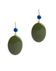 Orecchini pendenti ovali smaltati blu e verdi - Mya Accessories