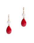 Orecchini pendenti a goccia piccola smaltati bianchi e rossi - Mya Accessories
