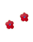 Orecchini in metallo con fiore smaltato blu e rosso - Mya Accessories