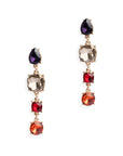 Orecchini pendenti in metallo con quattro pietre in vetro multi topazio - Mya Accessories