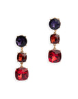 Orecchini pendenti in metallo con tre pietre in vetro multi topazio - Mya Accessories