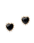 Orecchini in metallo a forma di cuore in vetro nero - Mya Accessories