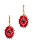 Orecchini pendenti con medaglietta ovale smaltata rossa - Mya Accessories