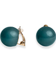 Orecchini con sfera in acrilico verde petrolio a clip - Mya Accessories