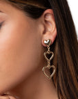 Orecchini pendenti in metallo doppio cuore - Mya Accessories