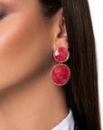 Orecchini pendenti doppio cerchio marmorizzato rossi - Mya Accessories