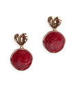 Orecchini pendenti placchetta cuore cerchio marmorizzato rosso - Mya Accessories