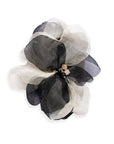 Spilla a forma di fiore in tessuto nero e crema - Mya Accessories