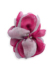 Spilla a forma di fiore in tessuto fucsia e grigio - Mya Accessories