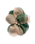 Spilla a forma di fiore in tessuto verde e beige - Mya Accessories