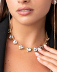 Collana girocollo a catena con pietre a forma di cuore in vetro crystal - Mya Accessories