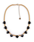 Collana girocollo a catena con pietre a forma di cuore in vetro nero - Mya Accessories