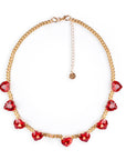 Collana girocollo a catena con pietre a forma di cuore in vetro rosso - Mya Accessories