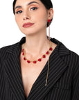 Collana girocollo a catena con pietre a forma di cuore in vetro rosso - Mya Accessories