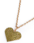 Collana a catena sottile con pendente a cuore strass tono verde - Mya Accessories