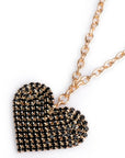 Collana a catena sottile con pendente a cuore strass tono nero - Mya Accessories