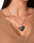 Collana a catena sottile con pendente a cuore strass tono nero - Mya Accessories
