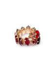 Anello elastico con pietre in vetro rosse - Mya Accessories