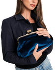 Borsa pochette in velluto blu - Mya Accessories