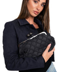 Borsa pochette in tessuto strutturato nero - Mya Accessories