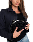 Borsa pochette tessuto in velluto plissettato nero - Mya Accessories