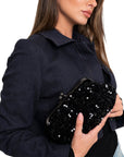 Borsa pochette in paillette nere - Mya Accessories