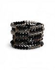 Bracciale multifilo elastico con micro cristalli tono nero - Mya Accessories