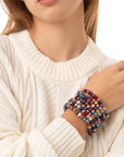 Bracciale a quattro fili elastici con micro cristalli multicolore - Mya Accessories