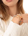 Bracciale elastico a due fili con pietre in vetro arancio - Mya Accessories