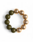 Bracciale elastico con sfere verdi ed oro - Mya Accessories