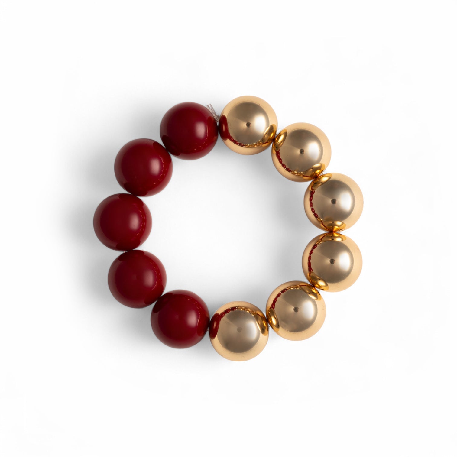 Bracciale elastico con sfere rosse ed oro - Mya Accessories