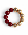 Bracciale elastico con sfere rosse ed oro - Mya Accessories