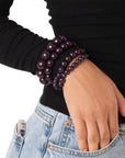 Bracciale elastico multilinee con pietre in resina viola - Mya Accessories