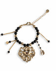 Bracciale con pietre in acrilico nere, con pendente a cuore - Mya Accessories