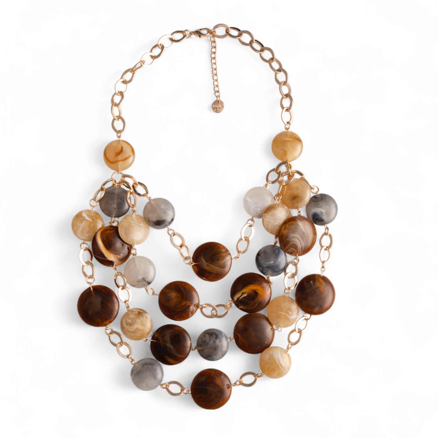 Collana a catena con cascata di pietre schiacciate in acrilico multi beige - Mya Accessories