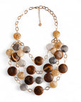 Collana a catena con cascata di pietre schiacciate in acrilico multi beige - Mya Accessories