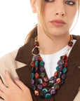 Collana multifilo con pietre in acrilico multicolore - Mya Accessories