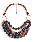 Collana multifilo con pietre in acrilico multicolore - Mya Accessories