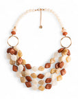 Collana multi filo con pietre in acrilico tono beige - Mya Accessories
