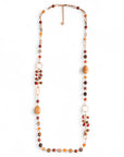 Collana lunga con pietre semidure beige ed arancio - Mya Accessories